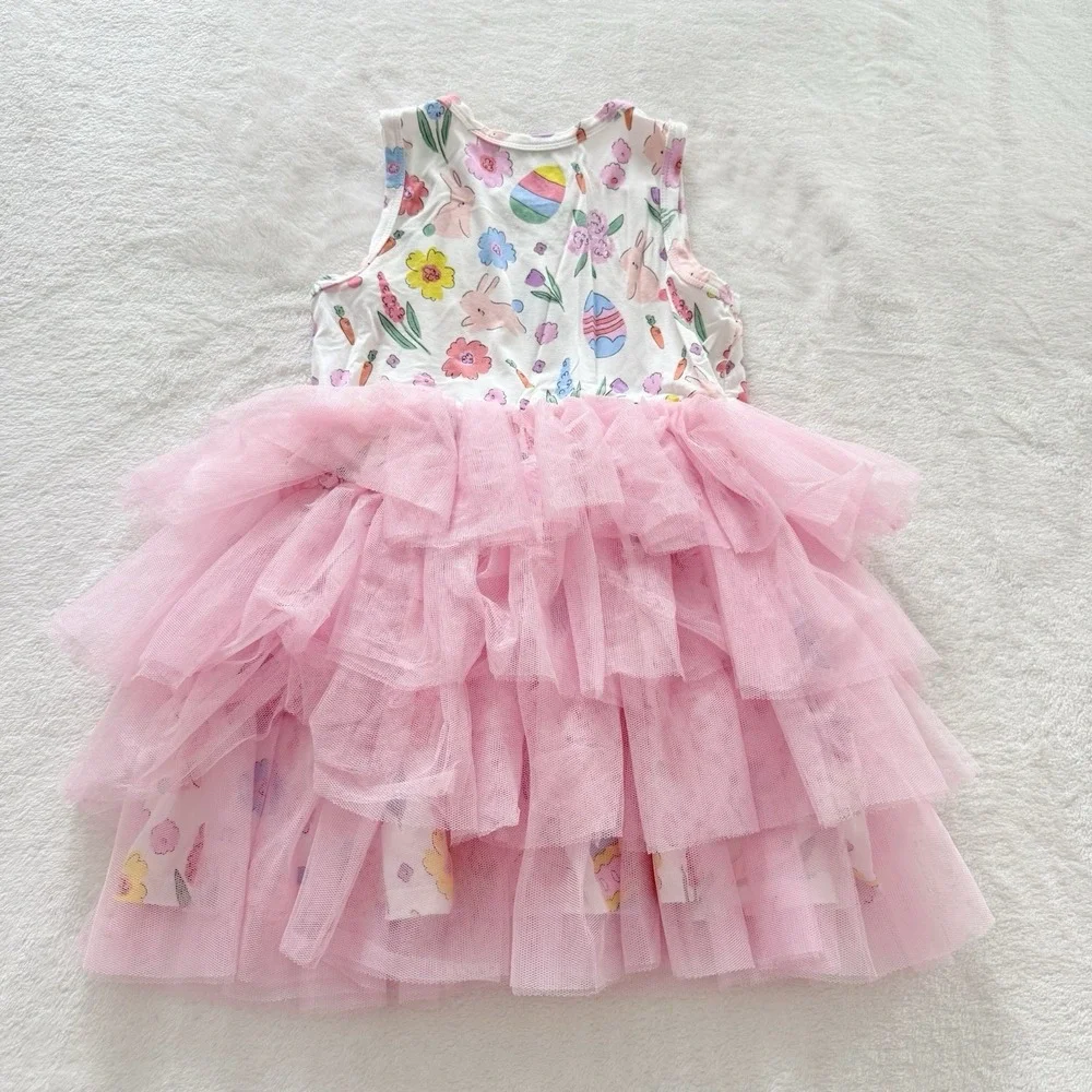 Angel Dear Girls Size 5 Easter Bunny Egg Pink Tulle Tutu‎ Dress Bamboo Spring
